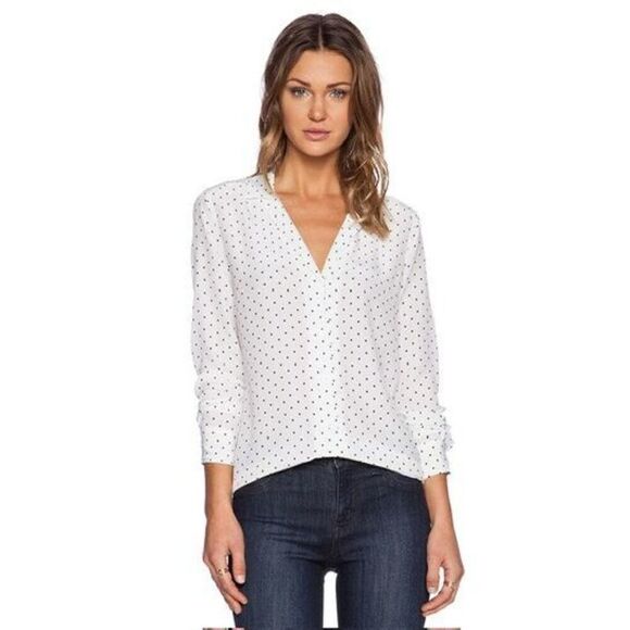 Equipment Tops - ✨Adalyn Uniform Dot Sz Large Blouse in Ivory White Equipment✨